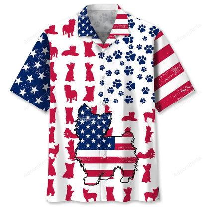 Yorkie Usa Flag Hawaiian Shirt, patriotic gift for 4th of July