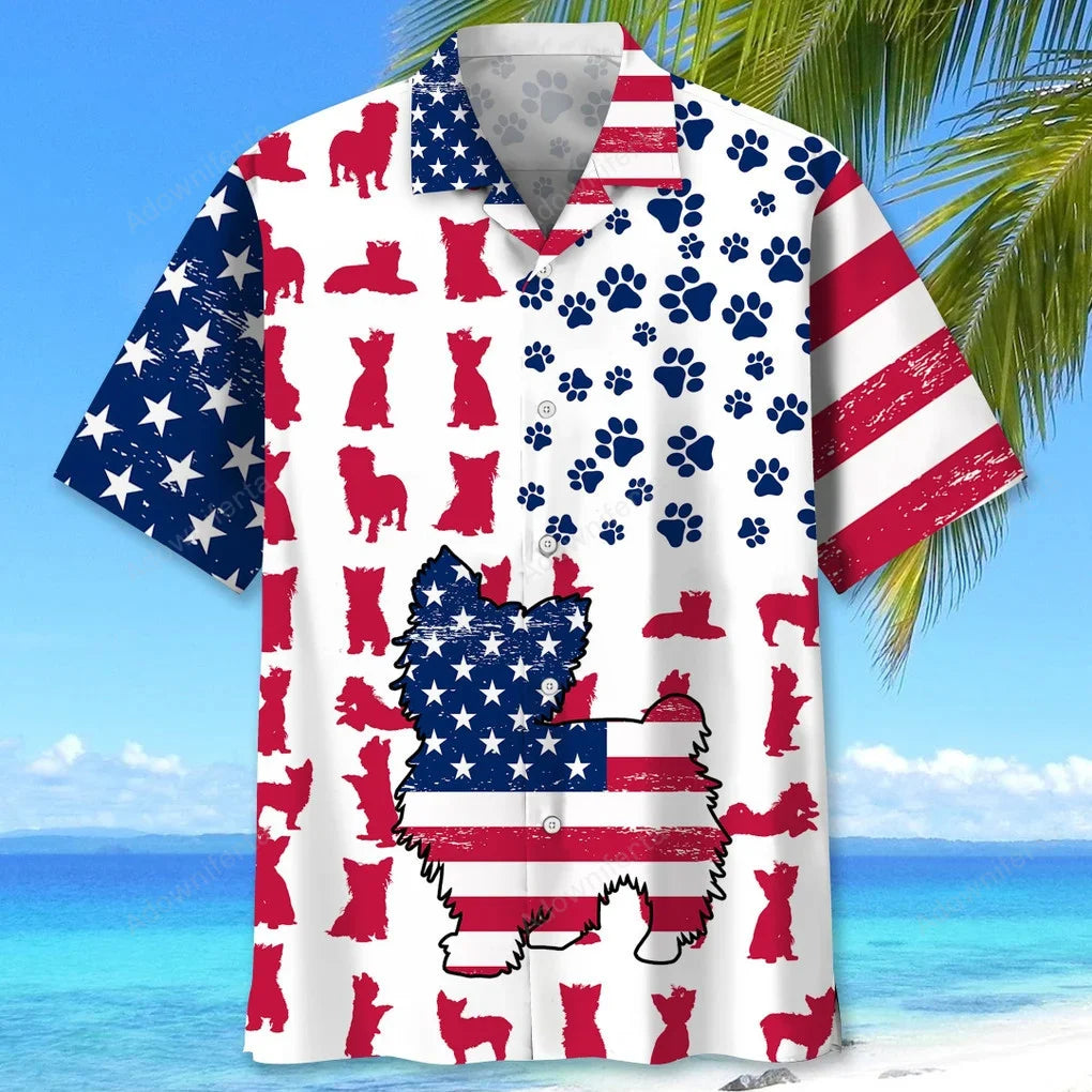 Yorkie Usa Flag Hawaiian Shirt, patriotic gift for 4th of July (view 2)