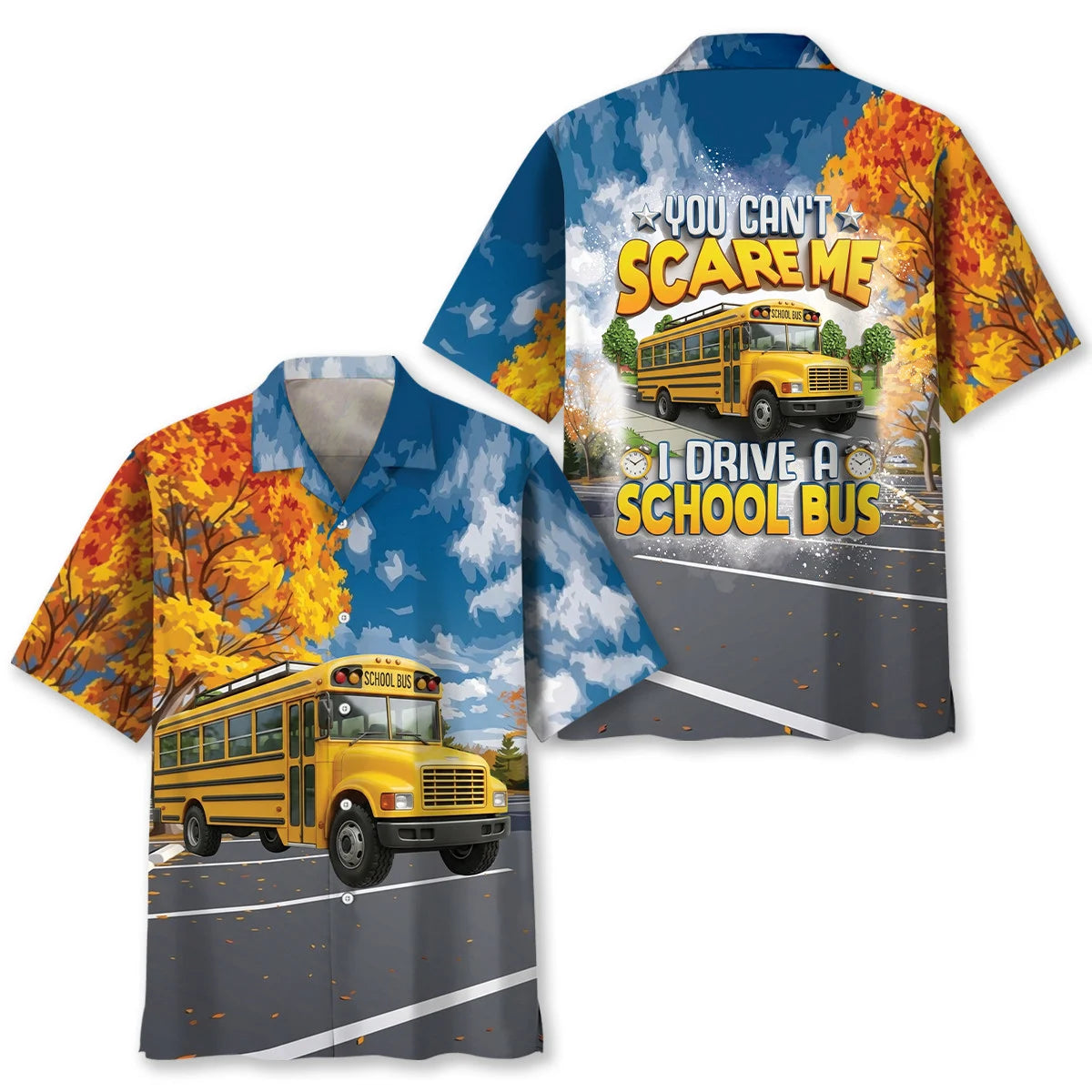 You Can't Scare Me I Drive a School Bus Hawaiian Shirt, custom shirt gift for men (view 5)