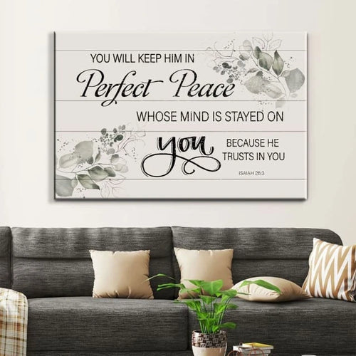 you will keep him in perfect peace isaiah 26 3 nkjv wall art canvas print (Landscape)