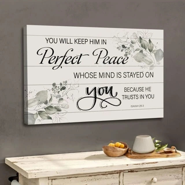 you will keep him in perfect peace isaiah 26 3 nkjv wall art canvas print (Landscape) (view 2)