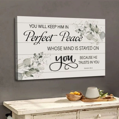you will keep him in perfect peace isaiah 26 3 nkjv wall art canvas print (Landscape) (view 2)