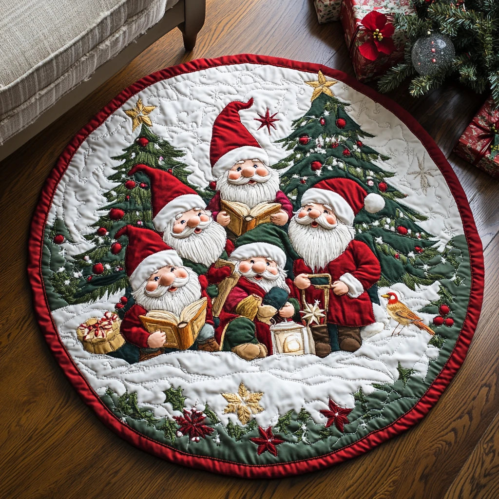 Yuletide Gnome Glow Quilted Round Mat