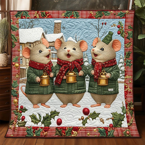 Yuletide Mouse Melodies Quilt Blanket