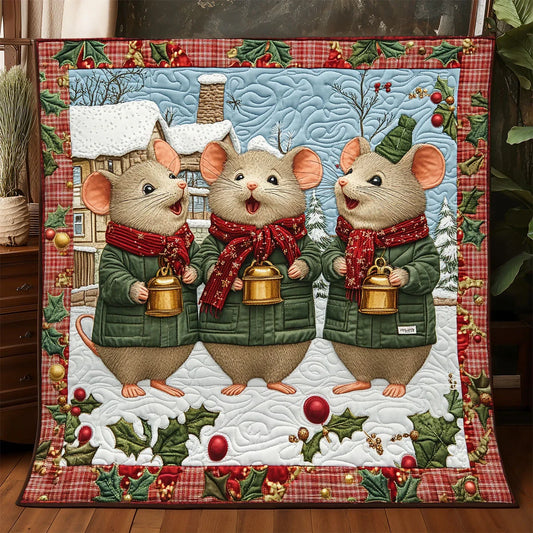 Yuletide Mouse Melodies Quilt Blanket