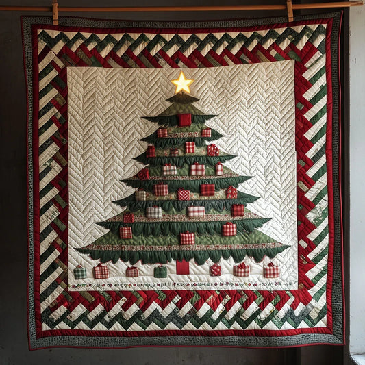 Zigzag Pattern Christmas Tree Quilt Blanket
