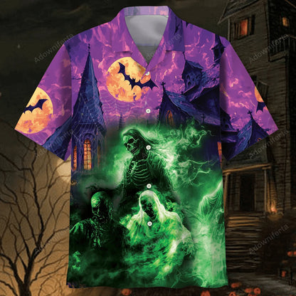 Zombie Halloween Night Hawaiian Shirt, custom shirt gift for men (view 2)