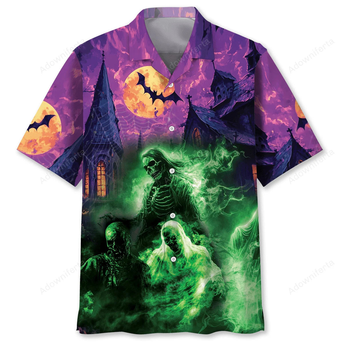 Zombie Halloween Night Hawaiian Shirt, custom shirt gift for men (view 4)